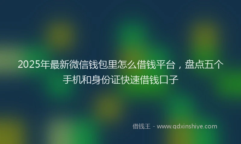 2025年最新微信钱包里怎么借钱平台，盘点五个手机和身份证快速借钱口子