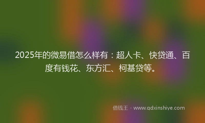 2025年的微易借怎么样有：超人卡、快贷通、百度有钱花、东方汇、柯基贷等。