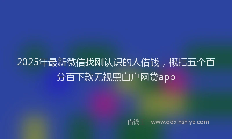 2025年最新微信找刚认识的人借钱，概括五个百分百下款无视黑白户网贷app