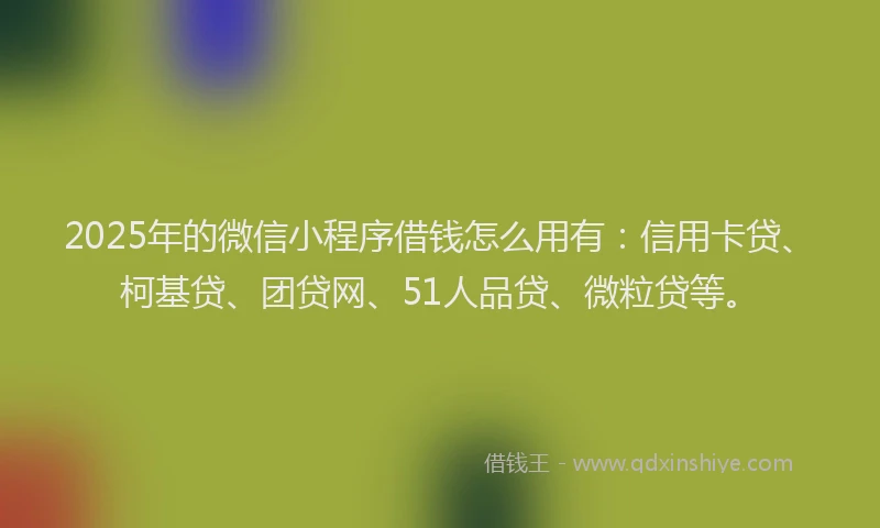 2025年的微信小程序借钱怎么用有：信用卡贷、柯基贷、团贷网、51人品贷、微粒贷等。
