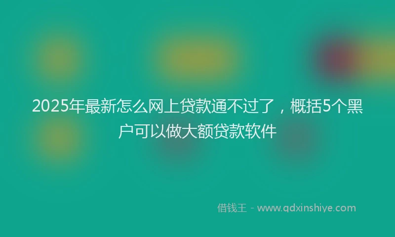 2025年最新怎么网上贷款通不过了，概括5个黑户可以做大额贷款软件