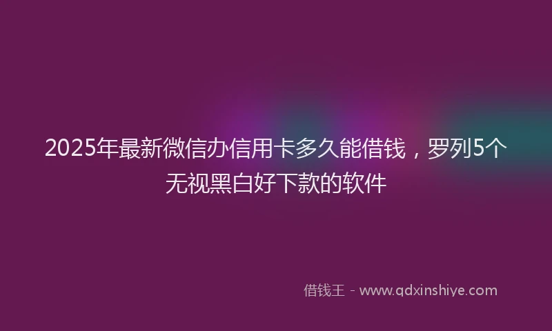 2025年最新微信办信用卡多久能借钱，罗列5个无视黑白好下款的软件