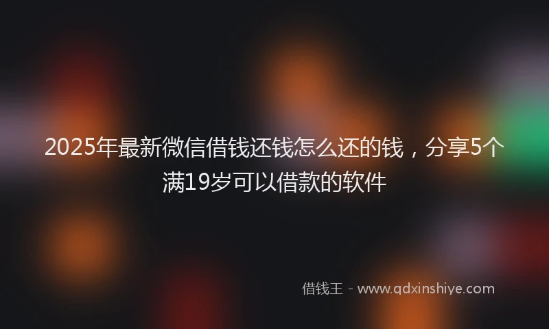 2025年最新微信借钱还钱怎么还的钱，分享5个满19岁可以借款的软件