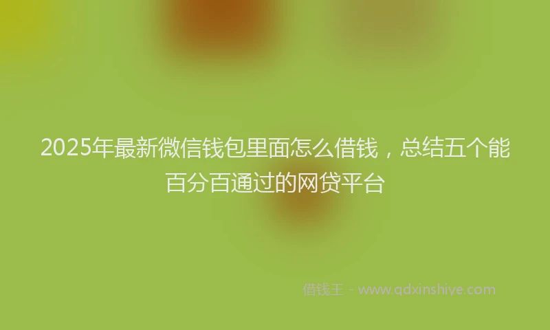 2025年最新微信钱包里面怎么借钱，总结五个能百分百通过的网贷平台