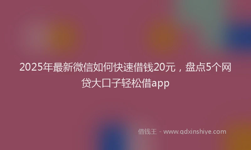 2025年最新微信如何快速借钱20元，盘点5个网贷大口子轻松借app