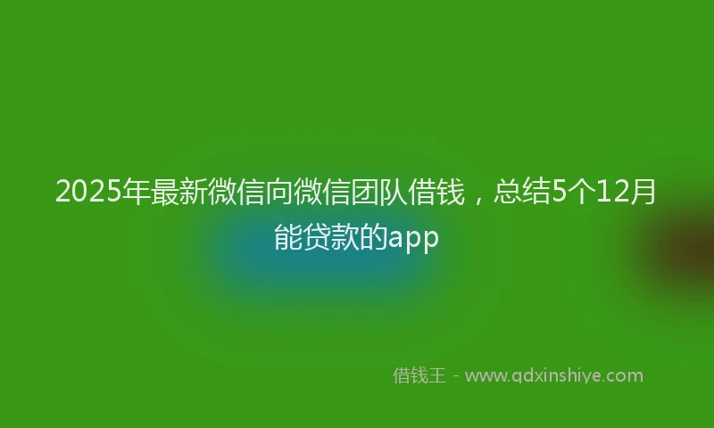 2025年最新微信向微信团队借钱，总结5个12月能贷款的app
