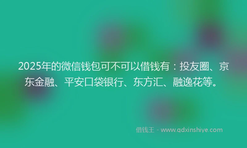 2025年的微信钱包可不可以借钱有：投友圈、京东金融、平安口袋银行、东方汇、融逸花等。