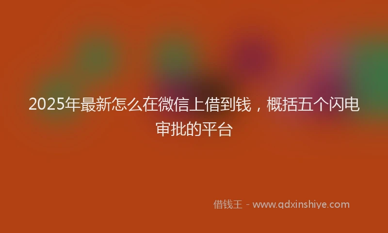 2025年最新怎么在微信上借到钱，概括五个闪电审批的平台