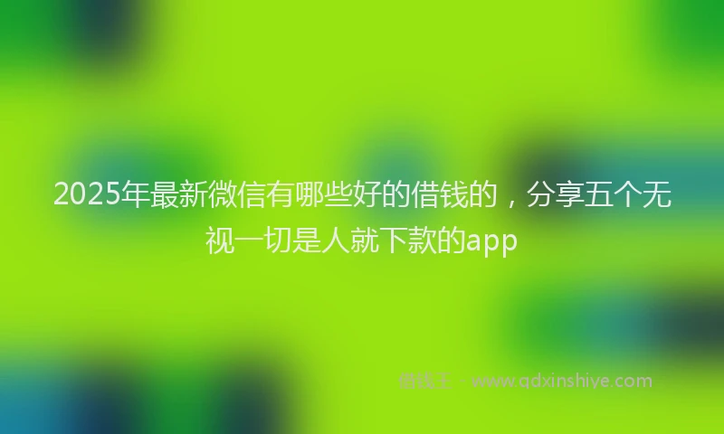 2025年最新微信有哪些好的借钱的，分享五个无视一切是人就下款的app
