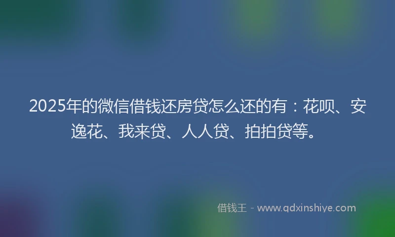 2025年的微信借钱还房贷怎么还的有：花呗、安逸花、我来贷、人人贷、拍拍贷等。