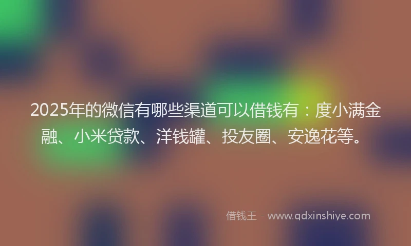 2025年的微信有哪些渠道可以借钱有：度小满金融、小米贷款、洋钱罐、投友圈、安逸花等。