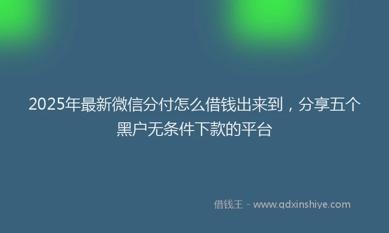 2025年最新微信分付怎么借钱出来到，分享五个黑户无条件下款的平台