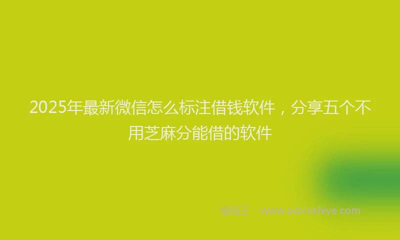 2025年最新微信怎么标注借钱软件，分享五个不用芝麻分能借的软件