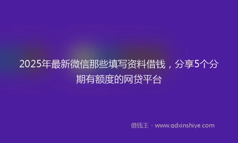2025年最新微信那些填写资料借钱，分享5个分期有额度的网贷平台