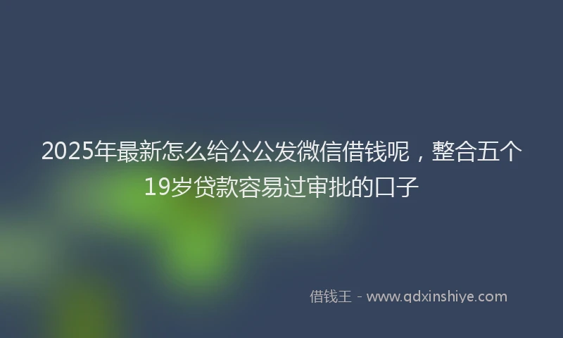 2025年最新怎么给公公发微信借钱呢，整合五个19岁贷款容易过审批的口子