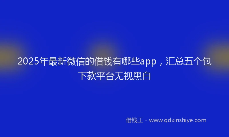 2025年最新微信的借钱有哪些app，汇总五个包下款平台无视黑白