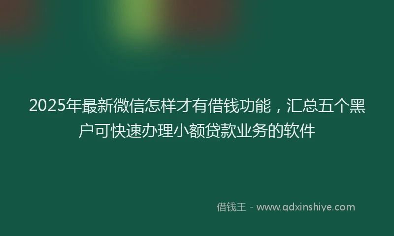 2025年最新微信怎样才有借钱功能，汇总五个黑户可快速办理小额贷款业务的软件