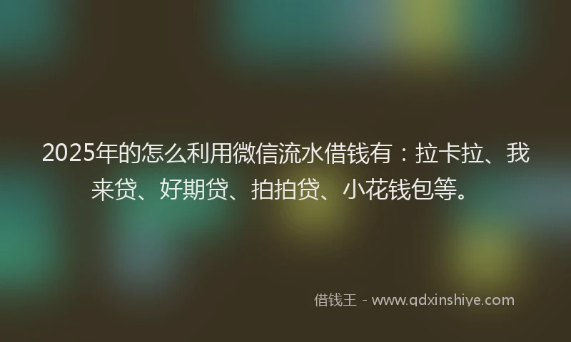 2025年的怎么利用微信流水借钱有：拉卡拉、我来贷、好期贷、拍拍贷、小花钱包等。
