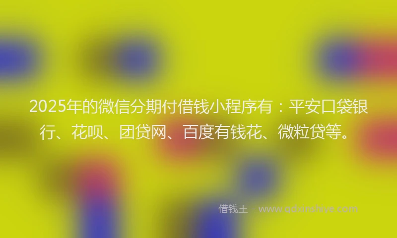 2025年的微信分期付借钱小程序有：平安口袋银行、花呗、团贷网、百度有钱花、微粒贷等。