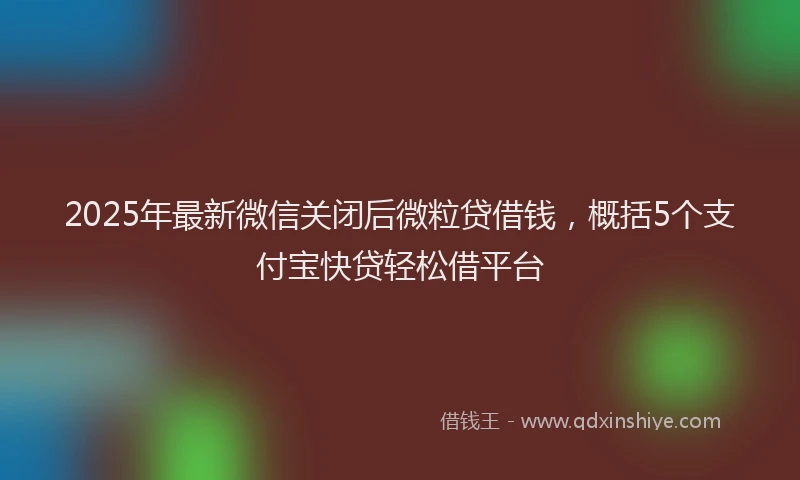 2025年最新微信关闭后微粒贷借钱，概括5个支付宝快贷轻松借平台