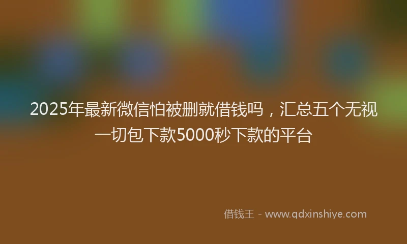 2025年最新微信怕被删就借钱吗，汇总五个无视一切包下款5000秒下款的平台