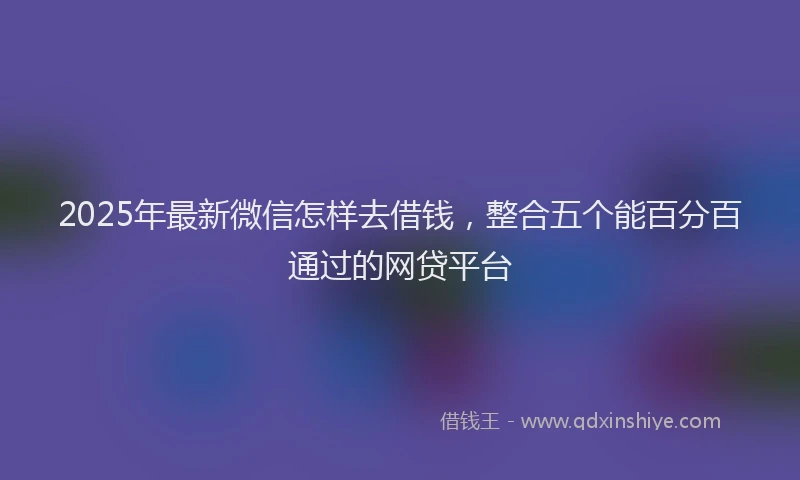 2025年最新微信怎样去借钱，整合五个能百分百通过的网贷平台