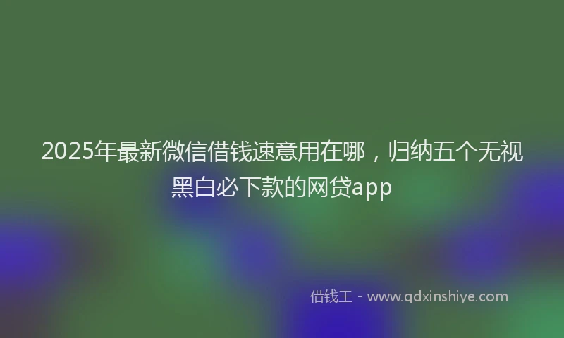 2025年最新微信借钱速意用在哪，归纳五个无视黑白必下款的网贷app