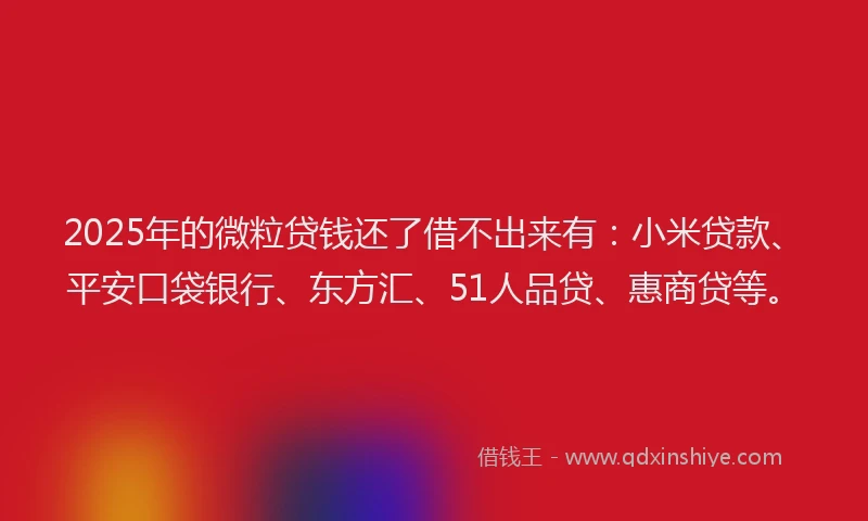 2025年的微粒贷钱还了借不出来有：小米贷款、平安口袋银行、东方汇、51人品贷、惠商贷等。