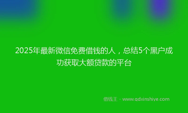2025年最新微信免费借钱的人，总结5个黑户成功获取大额贷款的平台