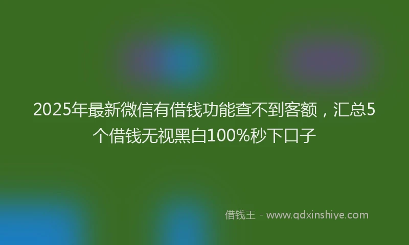 2025年最新微信有借钱功能查不到客额，汇总5个借钱无视黑白100%秒下口子