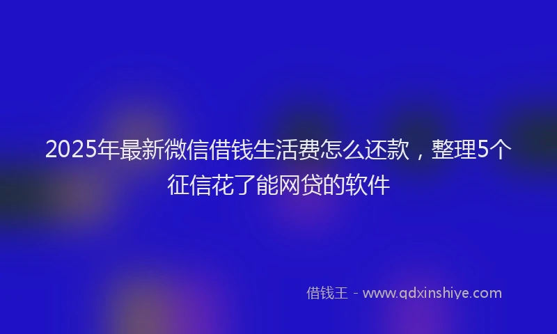 2025年最新微信借钱生活费怎么还款，整理5个征信花了能网贷的软件