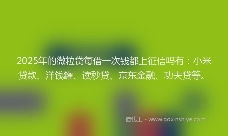 2025年的微粒贷每借一次钱都上征信吗有：小米贷款、洋钱罐、读秒贷、京东金融、功夫贷等。