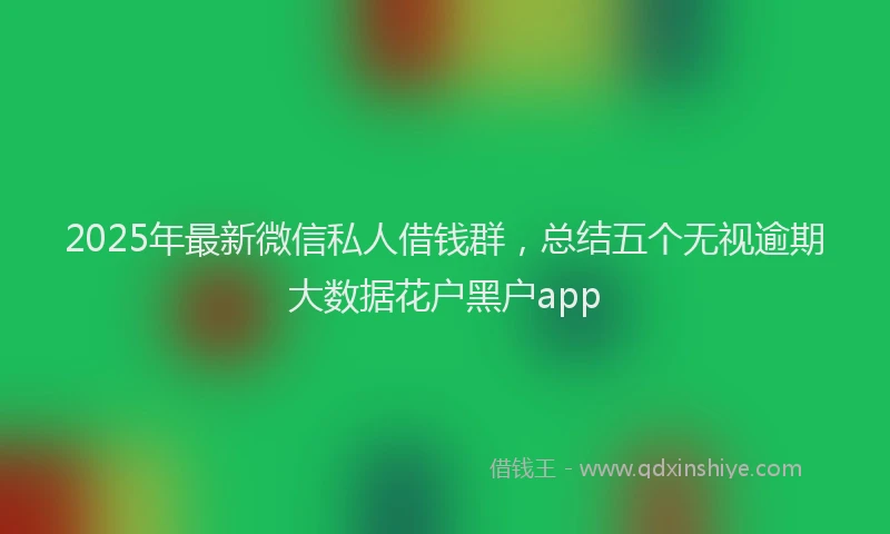 2025年最新微信私人借钱群，总结五个无视逾期大数据花户黑户app