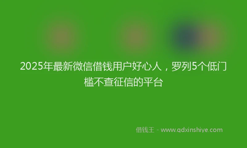 2025年最新微信借钱用户好心人，罗列5个低门槛不查征信的平台