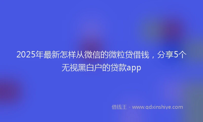 2025年最新怎样从微信的微粒贷借钱，分享5个无视黑白户的贷款app