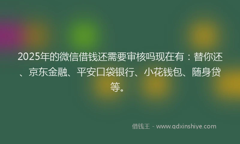 2025年的微信借钱还需要审核吗现在有：替你还、京东金融、平安口袋银行、小花钱包、随身贷等。