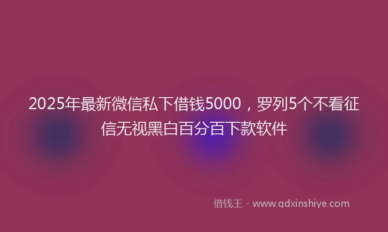 2025年最新微信私下借钱5000，罗列5个不看征信无视黑白百分百下款软件