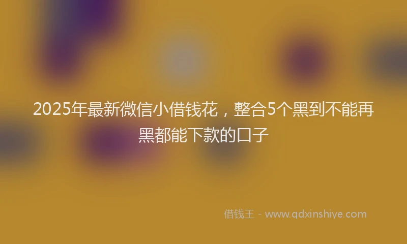 2025年最新微信小借钱花，整合5个黑到不能再黑都能下款的口子