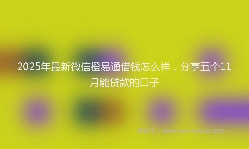 2025年最新微信橙易通借钱怎么样，分享五个11月能贷款的口子