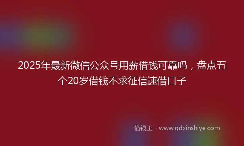2025年最新微信公众号用薪借钱可靠吗，盘点五个20岁借钱不求征信速借口子