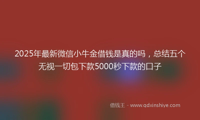 2025年最新微信小牛金借钱是真的吗，总结五个无视一切包下款5000秒下款的口子