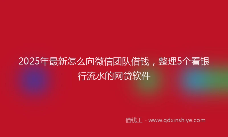 2025年最新怎么向微信团队借钱，整理5个看银行流水的网贷软件