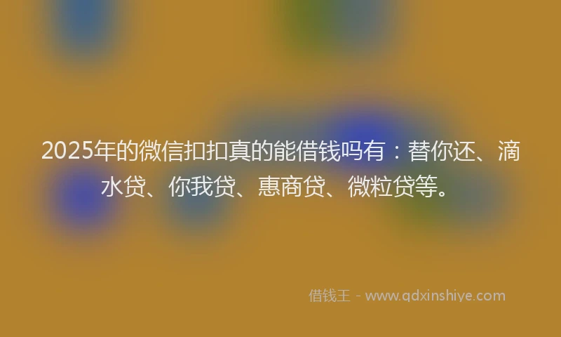 2025年的微信扣扣真的能借钱吗有：替你还、滴水贷、你我贷、惠商贷、微粒贷等。