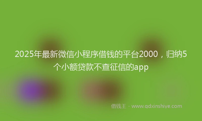 2025年最新微信小程序借钱的平台2000，归纳5个小额贷款不查征信的app