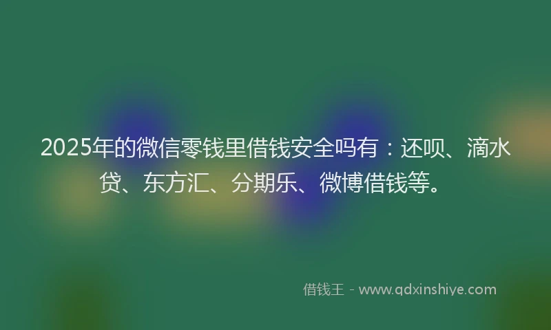 2025年的微信零钱里借钱安全吗有：还呗、滴水贷、东方汇、分期乐、微博借钱等。