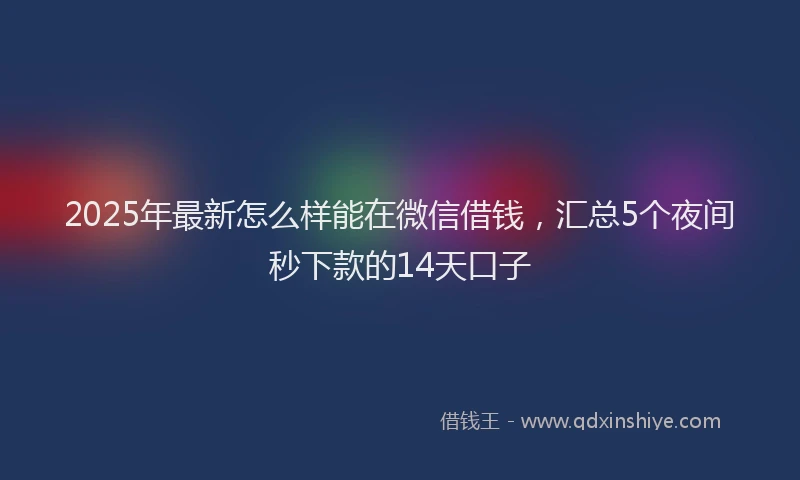 2025年最新怎么样能在微信借钱，汇总5个夜间秒下款的14天口子