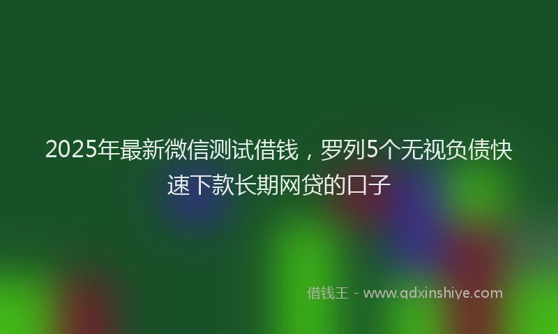 2025年最新微信测试借钱，罗列5个无视负债快速下款长期网贷的口子