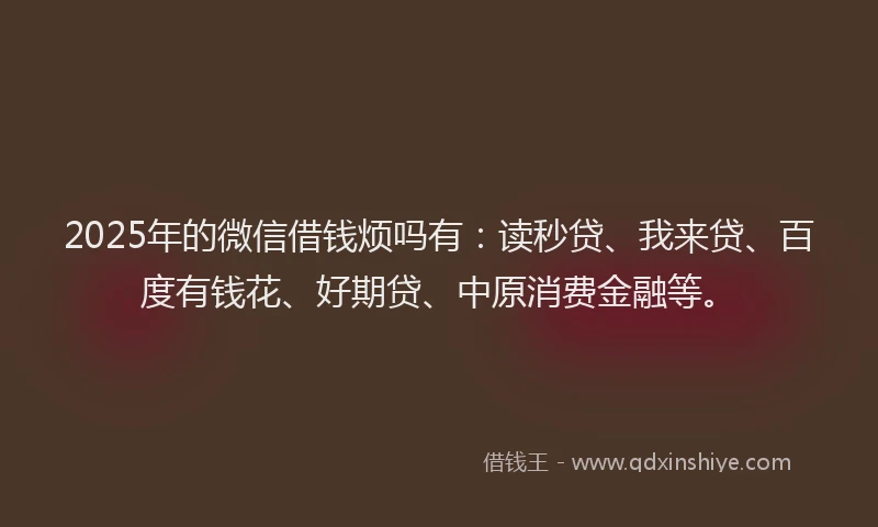 2025年的微信借钱烦吗有：读秒贷、我来贷、百度有钱花、好期贷、中原消费金融等。