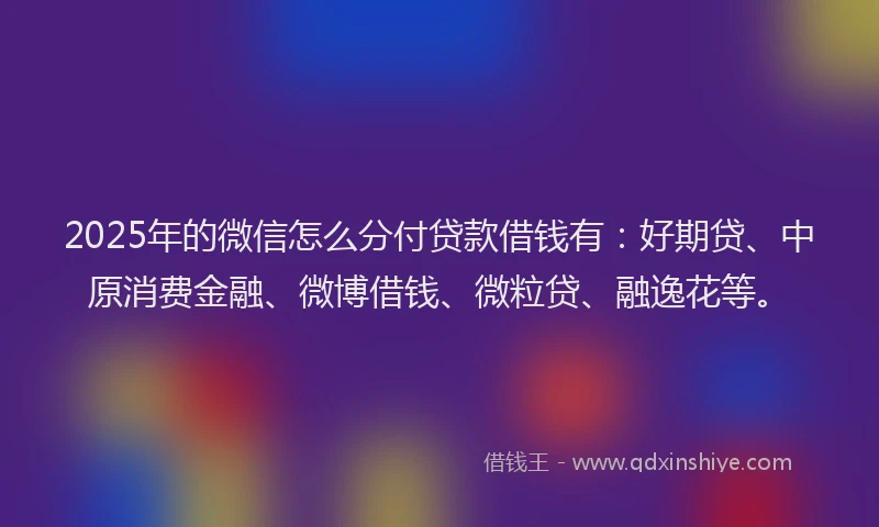 2025年的微信怎么分付贷款借钱有：好期贷、中原消费金融、微博借钱、微粒贷、融逸花等。