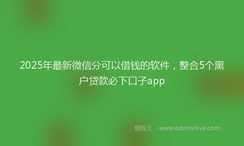 2025年最新微信分可以借钱的软件，整合5个黑户贷款必下口子app